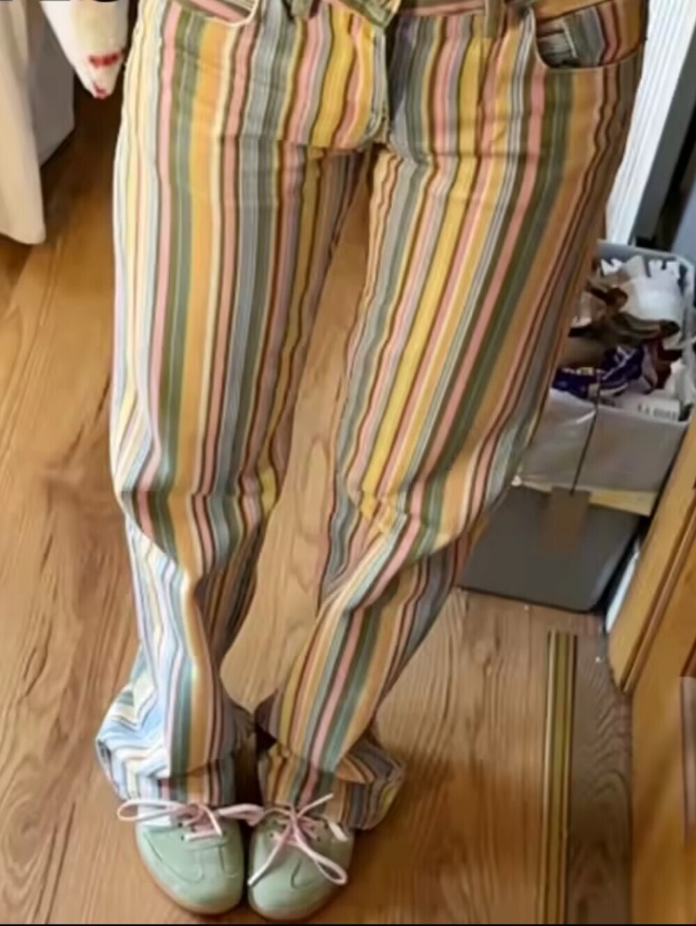 Striped Wide-Leg Women’s Jeans in Multi-Color - Picture 4 of 10